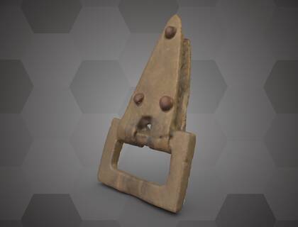 Picture of 3D model of a bronze strap-buckle (NHMW-PRAE 81.273)