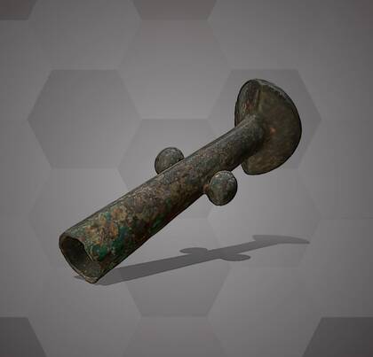 Picture of the 3D model of a bronze chape