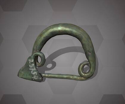 Picture of the 3D model of a bronze brooch