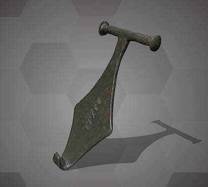 Picture of the 3D model of a bronze belt hook