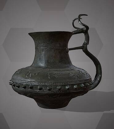 Picture of the 3D model of a bronze scoop vessel