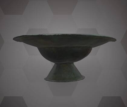 Picture of the 3D model of a wide rim bronze bowl - side view