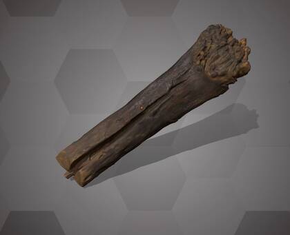 Picture of the 3D model of the wooden part of the iron axe