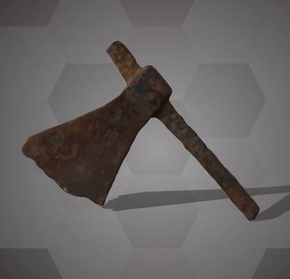 Picture of the 3D model of an iron axe