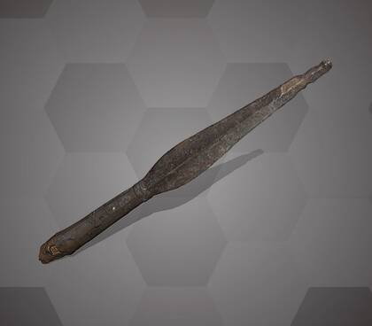 Picture of the 3D model of an iron lance tip