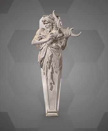 Image of the 3D Model of a Figure holding a Sivatherium skull