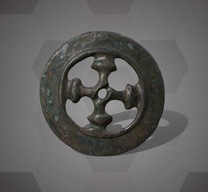 Picture of the 3D model of a bronze belt distributor disc