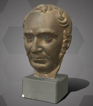 Picture of a 3D model of a bronzed bust of Johann Baptist Natterer